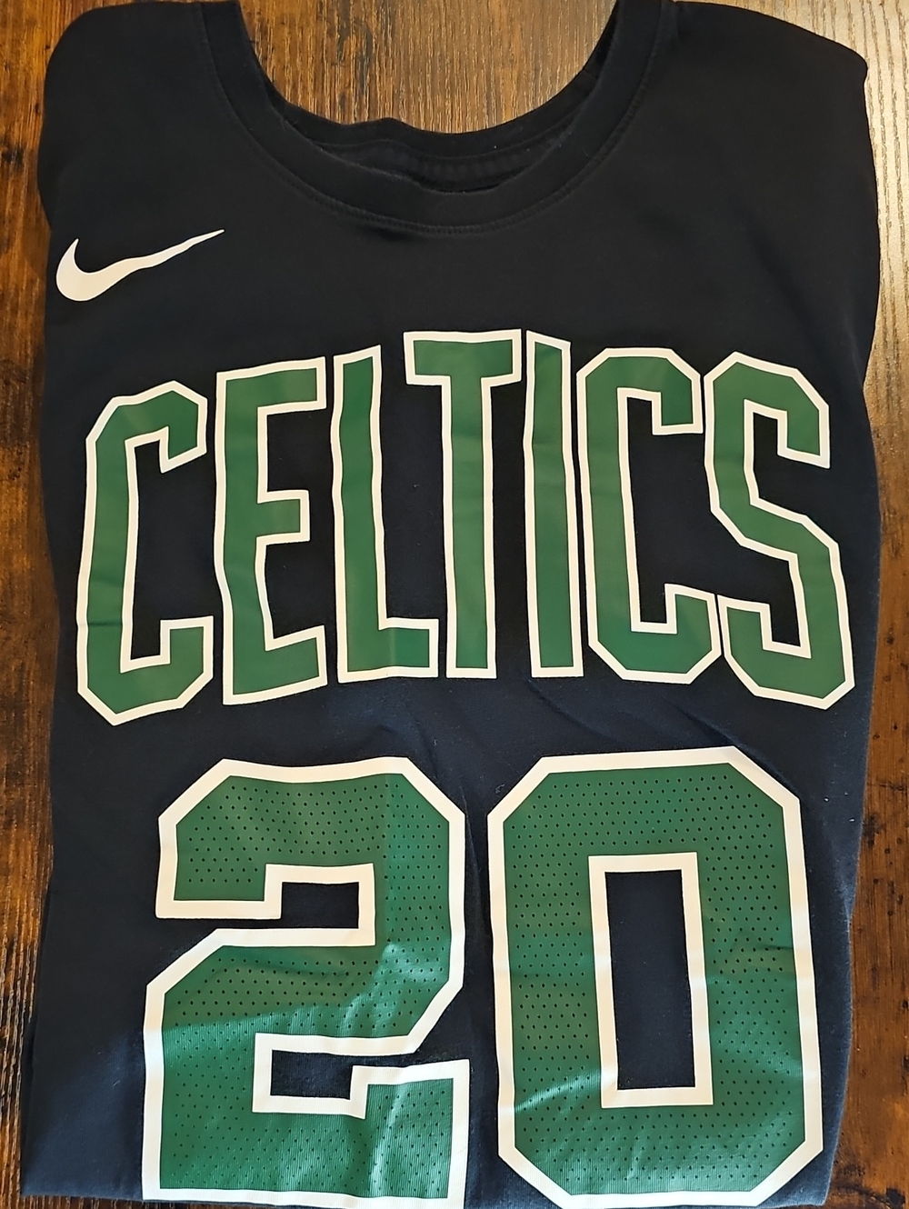 Nike Navy and Green Celtics #20 Graphic Tee